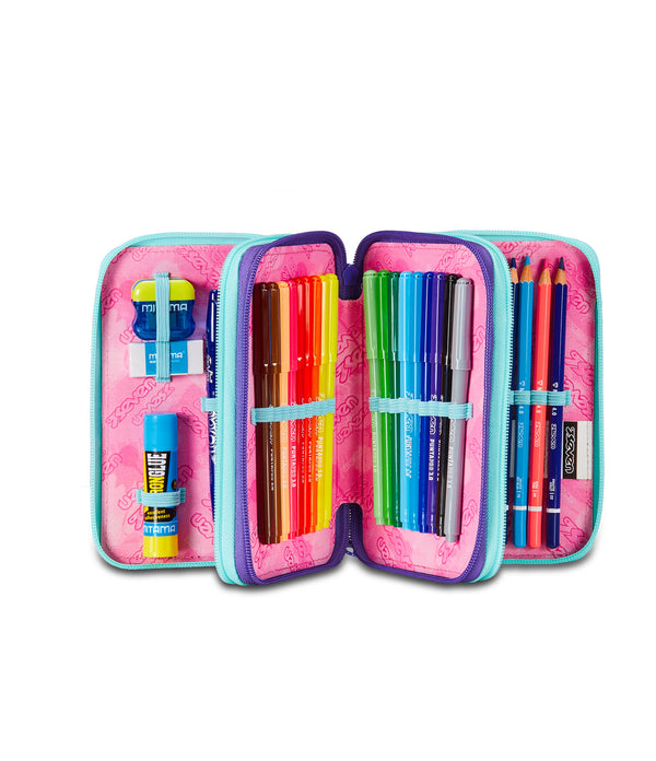 Seven® 3 ZIP PENCIL CASE - MAPSET GIRL