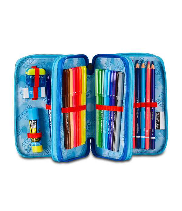 Seven® 3 ZIP PENCIL CASE - MAPSET BOY