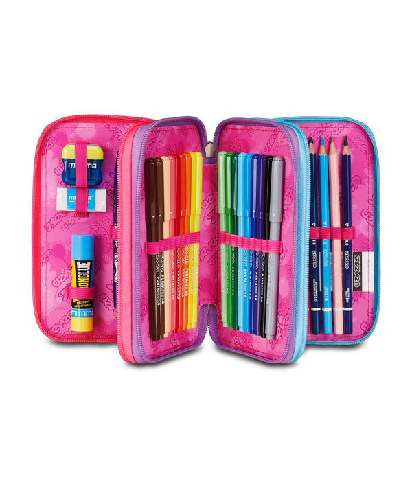 Seven® 3 ZIP PENCIL CASE - SPRINT PAINT GIRL