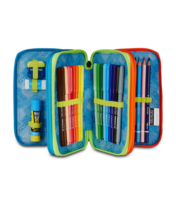 Seven® 3 ZIP PENCIL CASE - SCRIBBLED FLAME