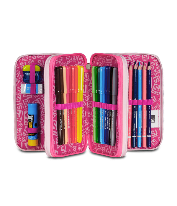 3 ZIP PENCIL CASE - PINKHUGS